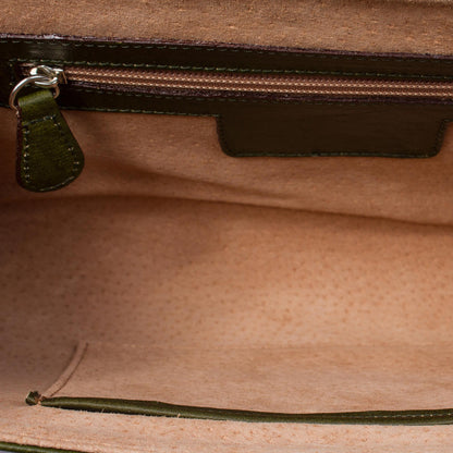 Historic Floral in Moss Floral Pattern Leather Handbag in Moss from Mexico