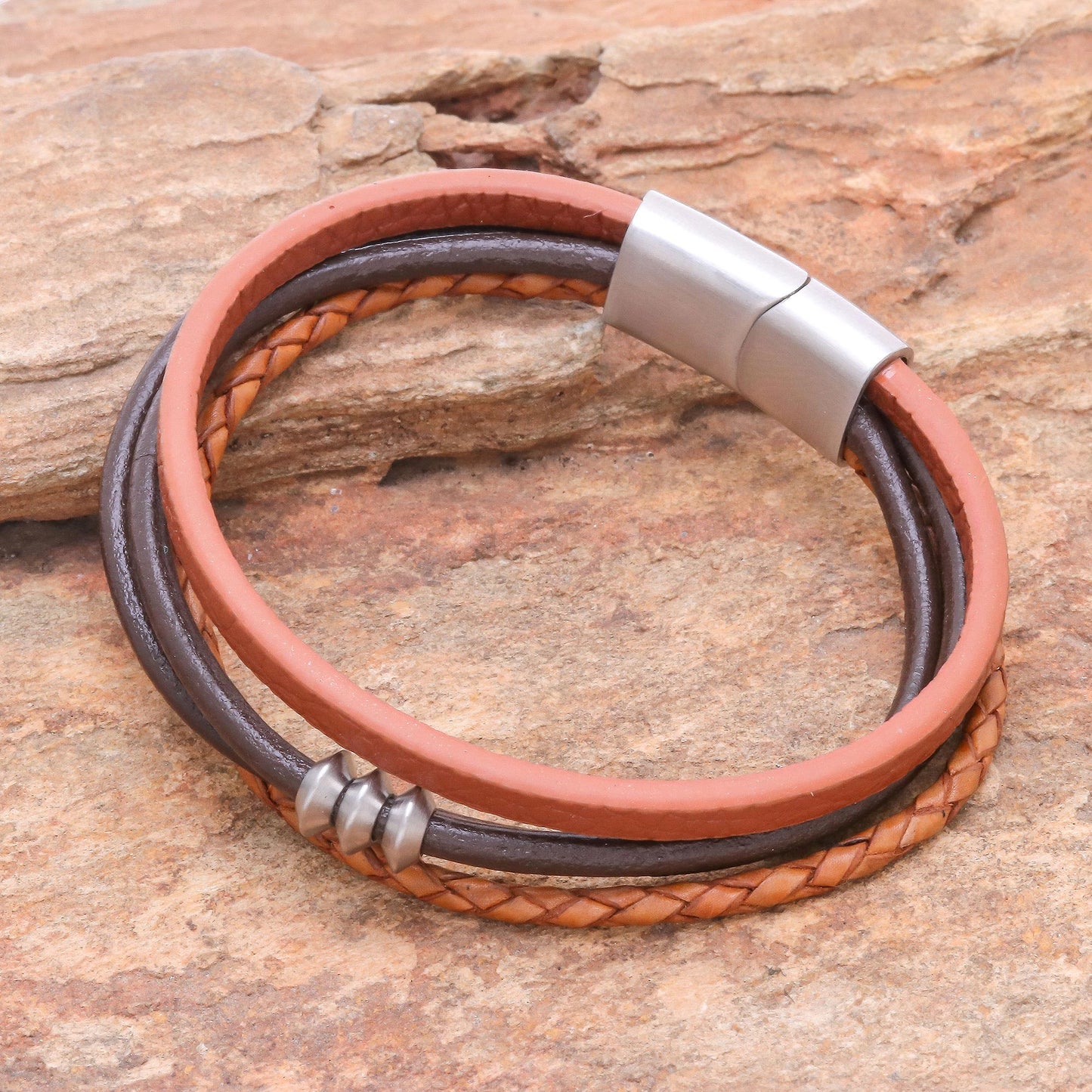 Free Spirited in Brown Leather Cord Bracelet in Brown from Thailand