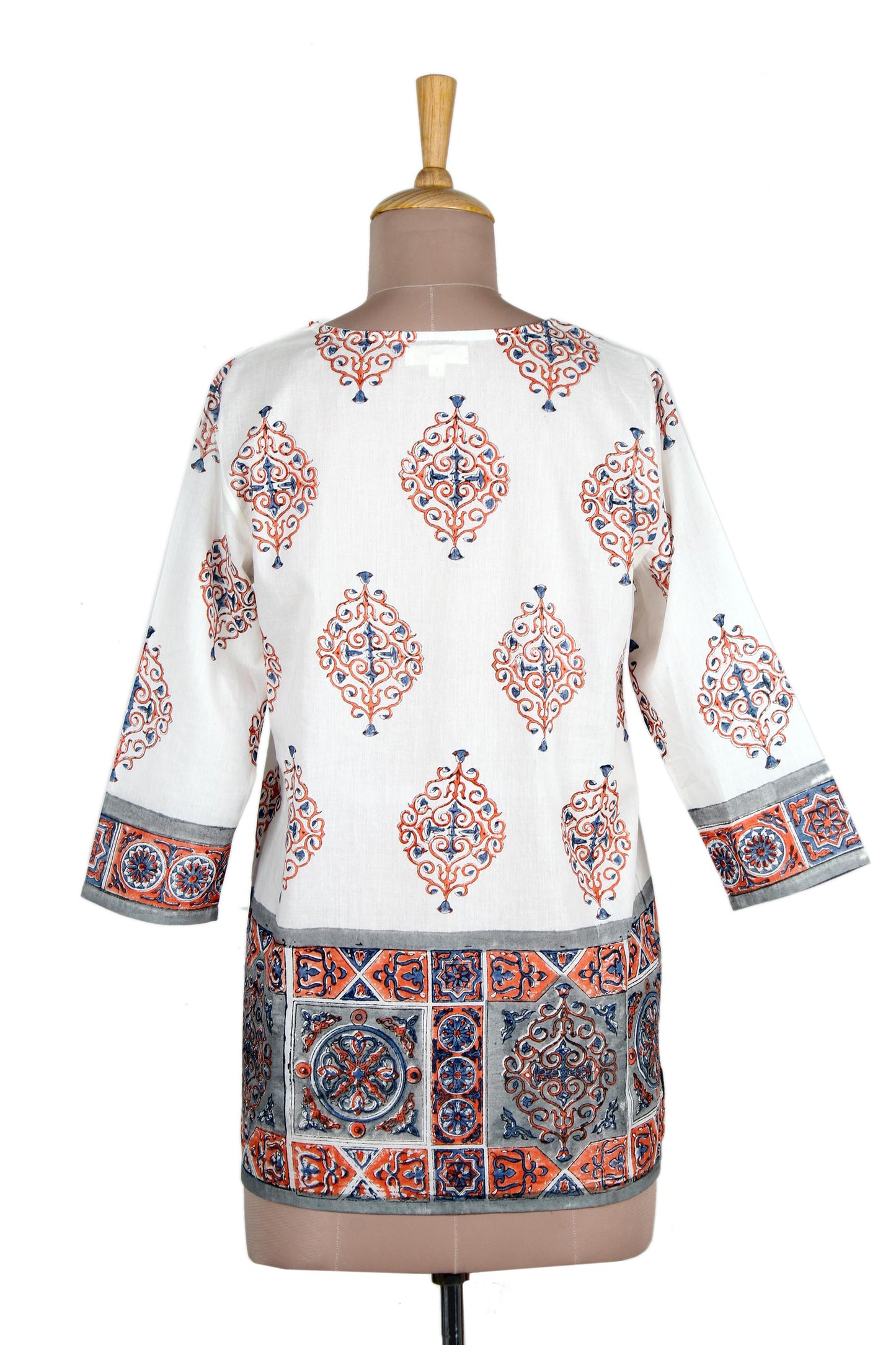 Mughal Glory Block-Printed Cotton Tunic from India