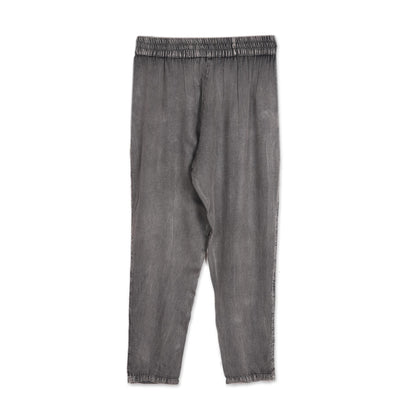 Navy Sophistication Dusty Grey Viscose Pants with Navy Stripes from India