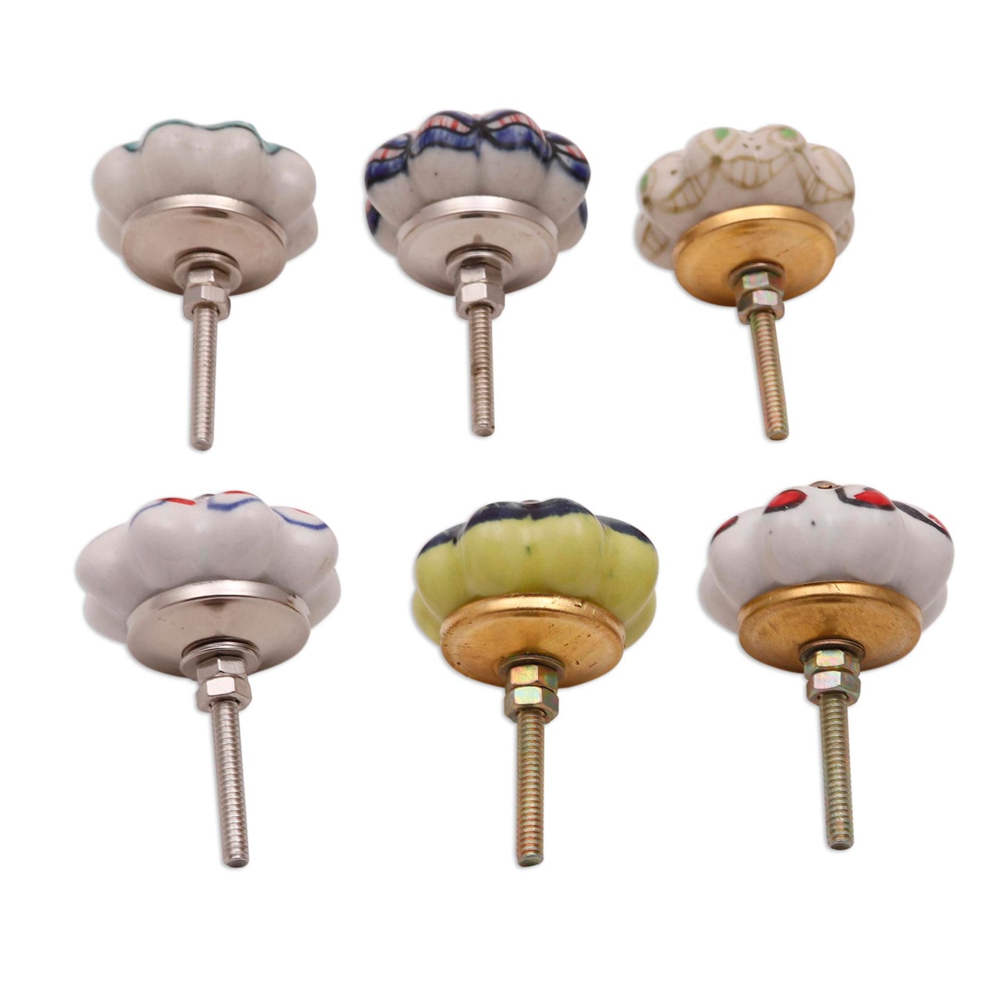 Floral Homestead Floral Ceramic Knobs Crafted in India (Set of 6)