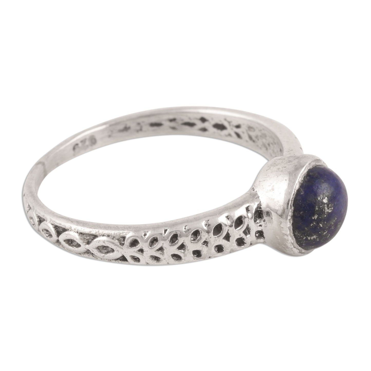 Royal Round Lapis Lazuli Solitaire Ring Crafted in India