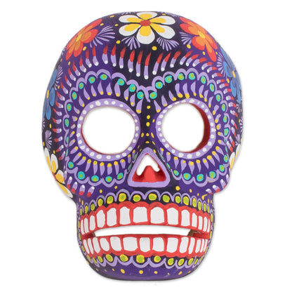 Life Eternal Floral Skull Wood Wall Mask from Guatemala