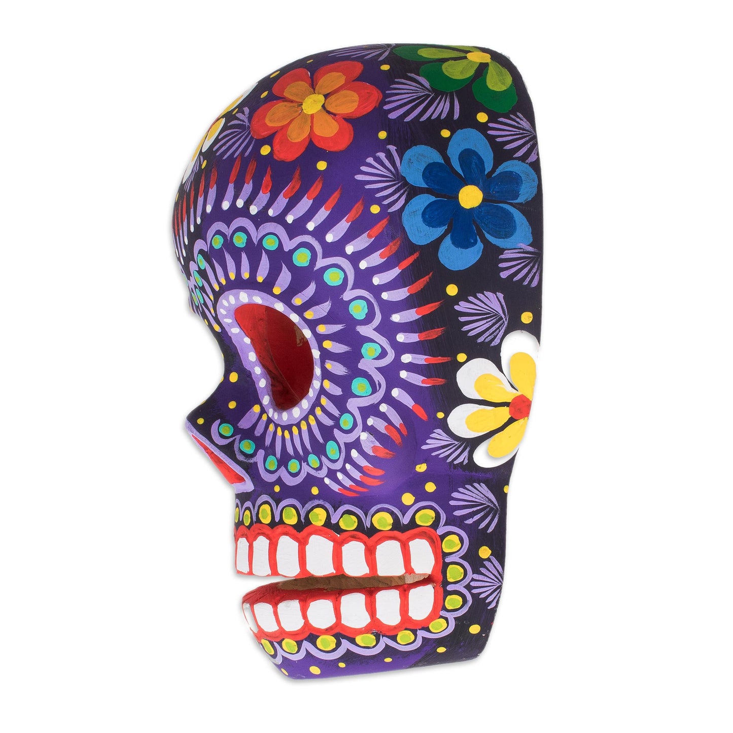 Life Eternal Floral Skull Wood Wall Mask from Guatemala