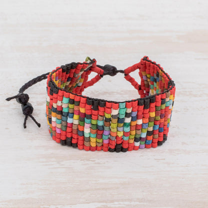 Delightful Illusion Handmade Ceramic Beaded Wristband Bracelet from Guatemala