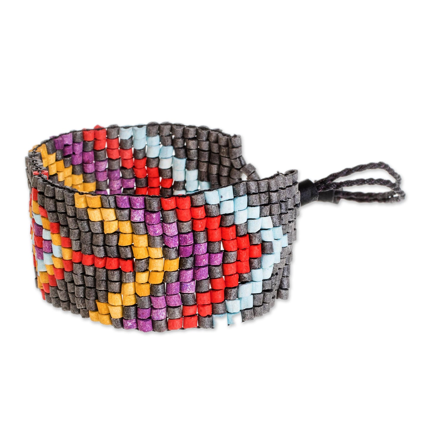Sweet Moments Diamond Motif Ceramic Beaded Wristband Bracelet