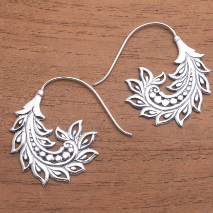 Summer Pods Pod Motif Sterling Silver Half-Hoop Earrings from Bali