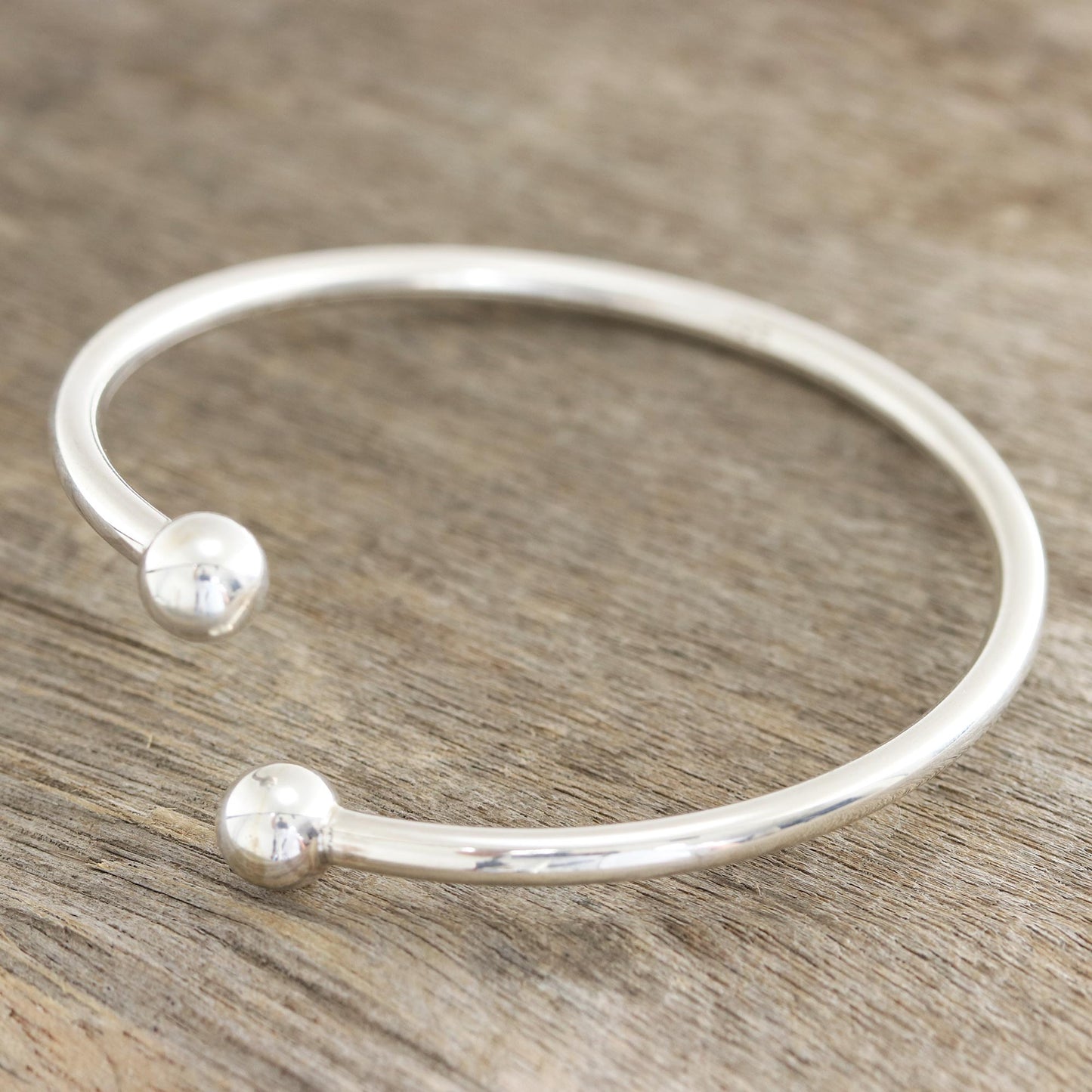 Elegant Charm Simple Sterling Silver Cuff Bracelet from India