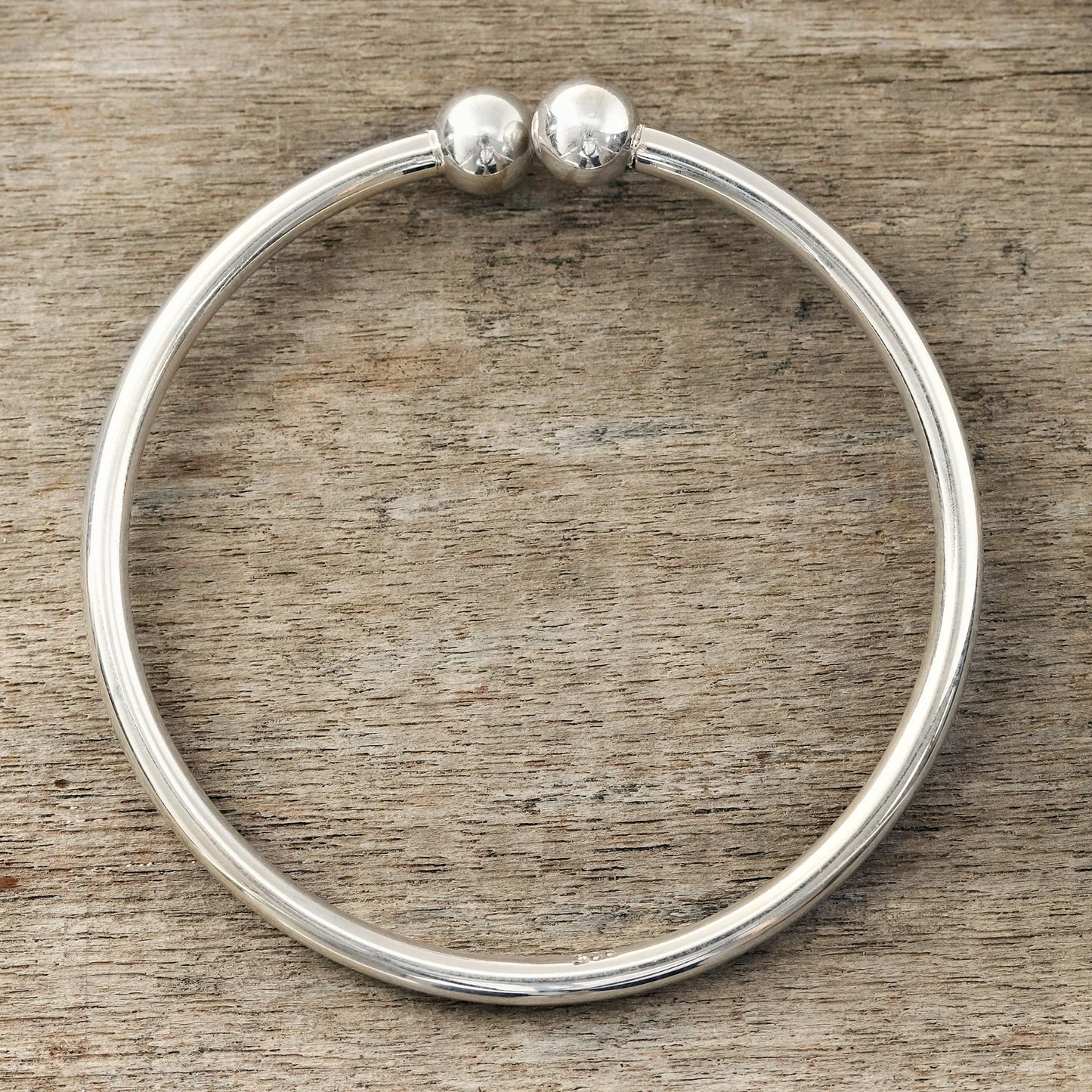 Elegant Charm Simple Sterling Silver Cuff Bracelet from India