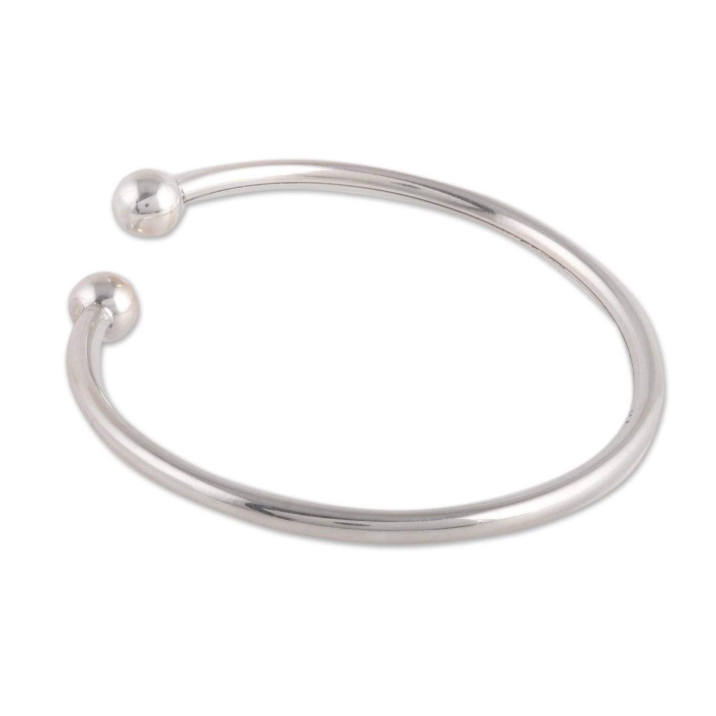 Elegant Charm Simple Sterling Silver Cuff Bracelet from India