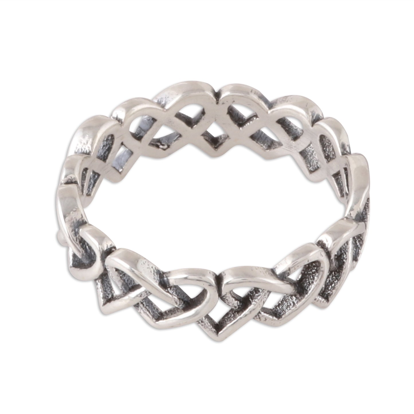 Celtic Hearts Celtic Heart Sterling Silver Band Ring from India