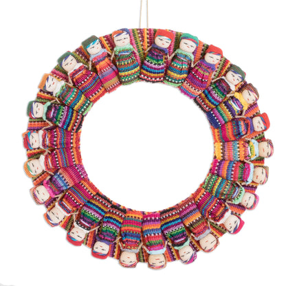 Quitapena Happiness Cotton Worry Doll Wreath from Guatemala