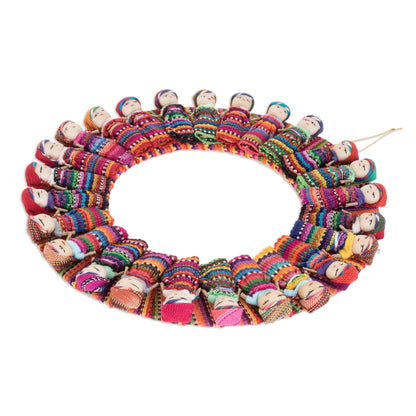 Quitapena Happiness Cotton Worry Doll Wreath from Guatemala