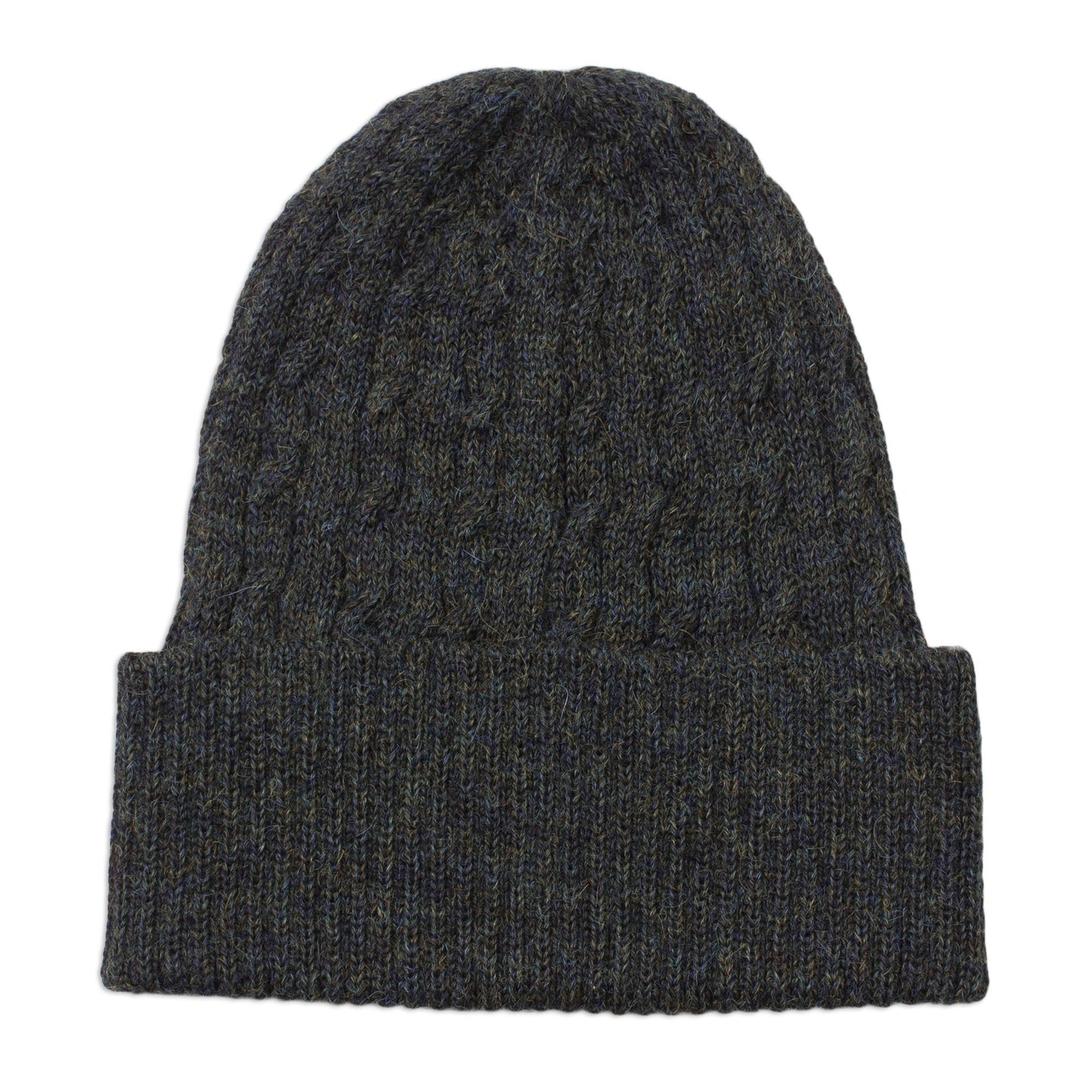 NOVICA  Cable-Knit 100% Alpaca Hat in Moss from Peru, 'Moss Braid Cascade'