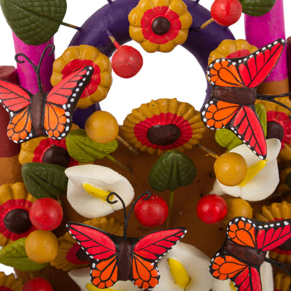 Monarch World Hand-Painted Butterfly Ceramic Sculpture from Mexico