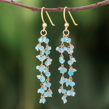 Arctic Dream Gold-Plated Apatite Waterfall Earrings from Thailand