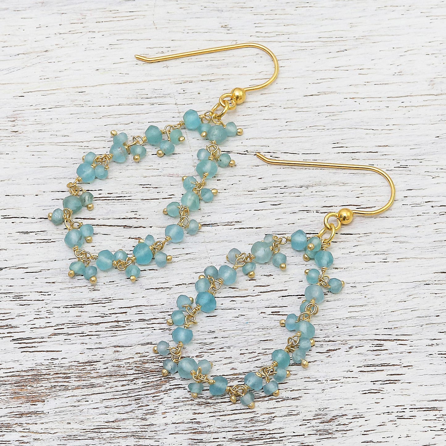 Arctic Dream Gold-Plated Apatite Waterfall Earrings from Thailand