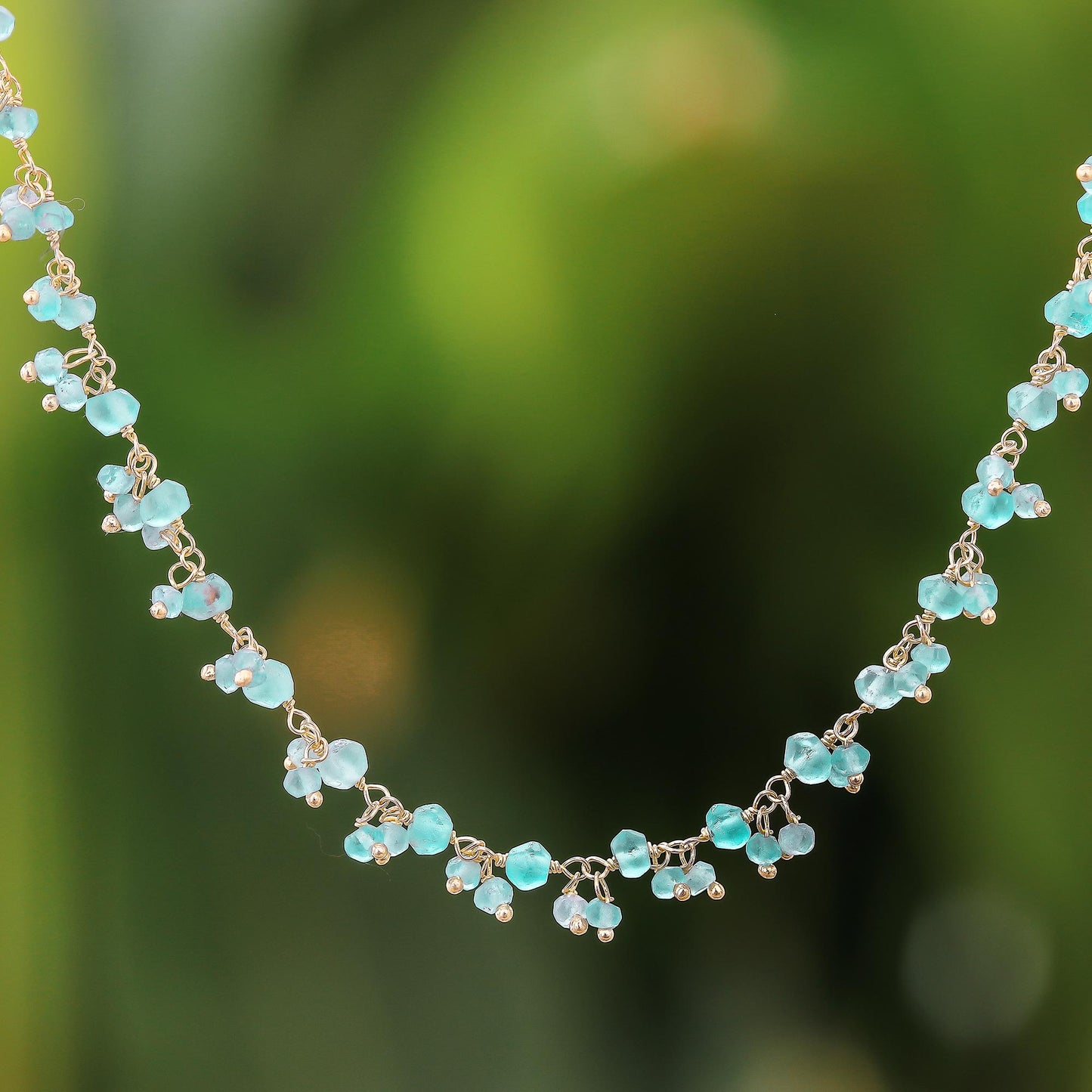 Arctic Dream Gold-Plated Apatite Charm Necklace from Thailand