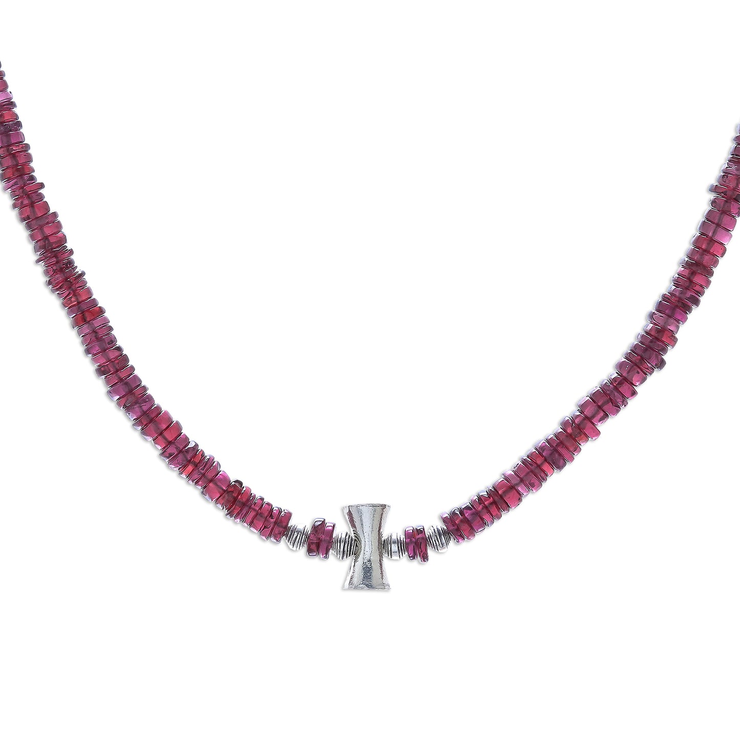 Velvet Love Garnet and Karen Silver Beaded Necklace from Thailand
