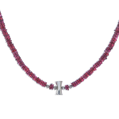 Velvet Love Garnet and Karen Silver Beaded Necklace from Thailand