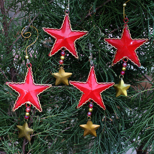 Passionate Stars Handmade Steel Star Ornaments from Bali (Set of 4)