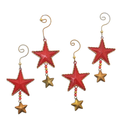 Passionate Stars Handmade Steel Star Ornaments from Bali (Set of 4)