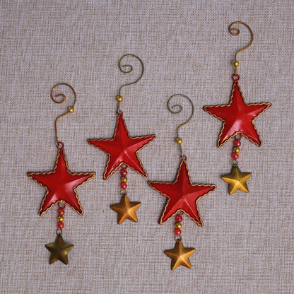 Passionate Stars Handmade Steel Star Ornaments from Bali (Set of 4)