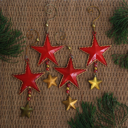 Passionate Stars Handmade Steel Star Ornaments from Bali (Set of 4)
