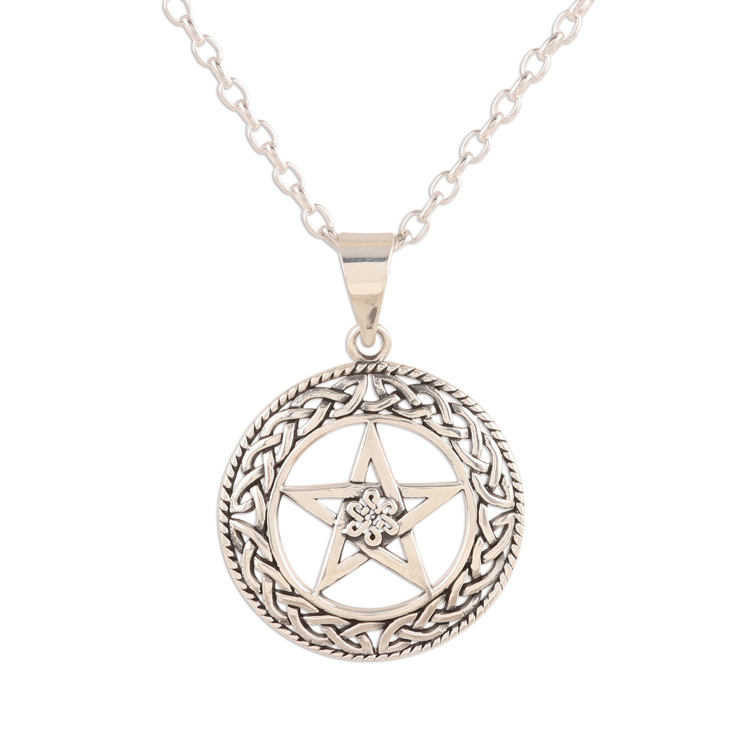 Celtic Star Celtic Motif Sterling Star Pendant Necklace from India