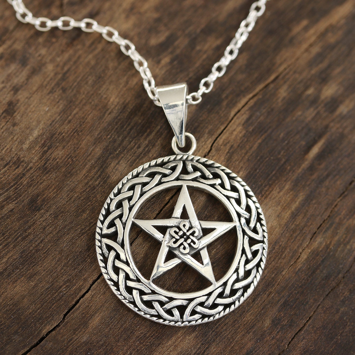 Celtic Star Celtic Motif Sterling Star Pendant Necklace from India