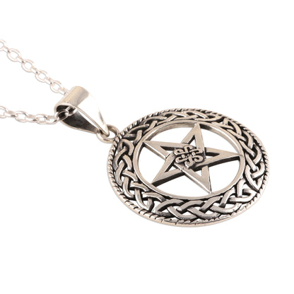 Celtic Star Celtic Motif Sterling Star Pendant Necklace from India