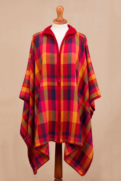 Cuzco Sunset Colorful Alpaca Blend Poncho from Peru
