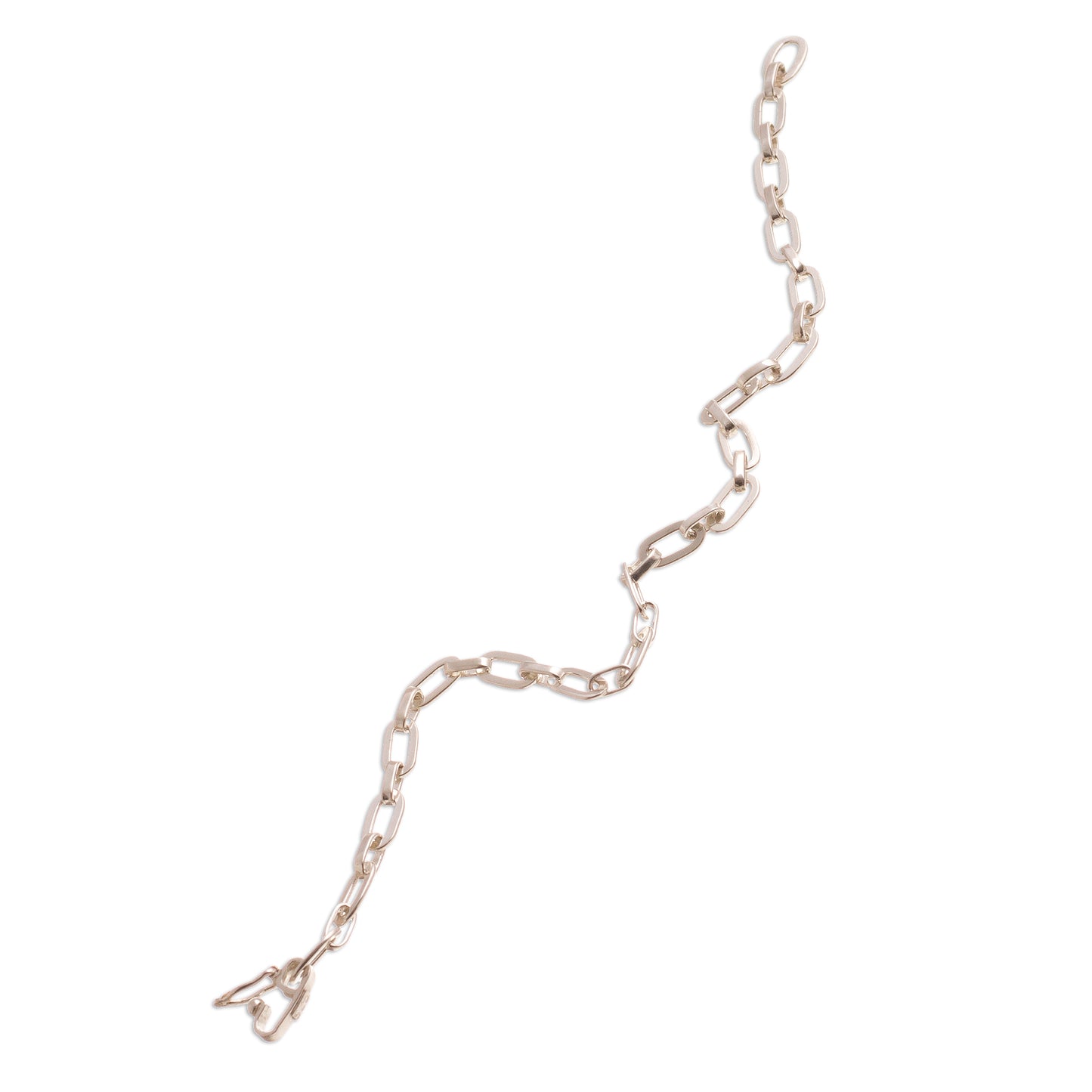 Minimalist Flair High-Polish Sterling Silver Link Bracelet from Peru