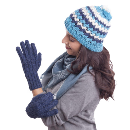 Winter Delight in Indigo 100% Alpaca Gloves in Indigo from Peru