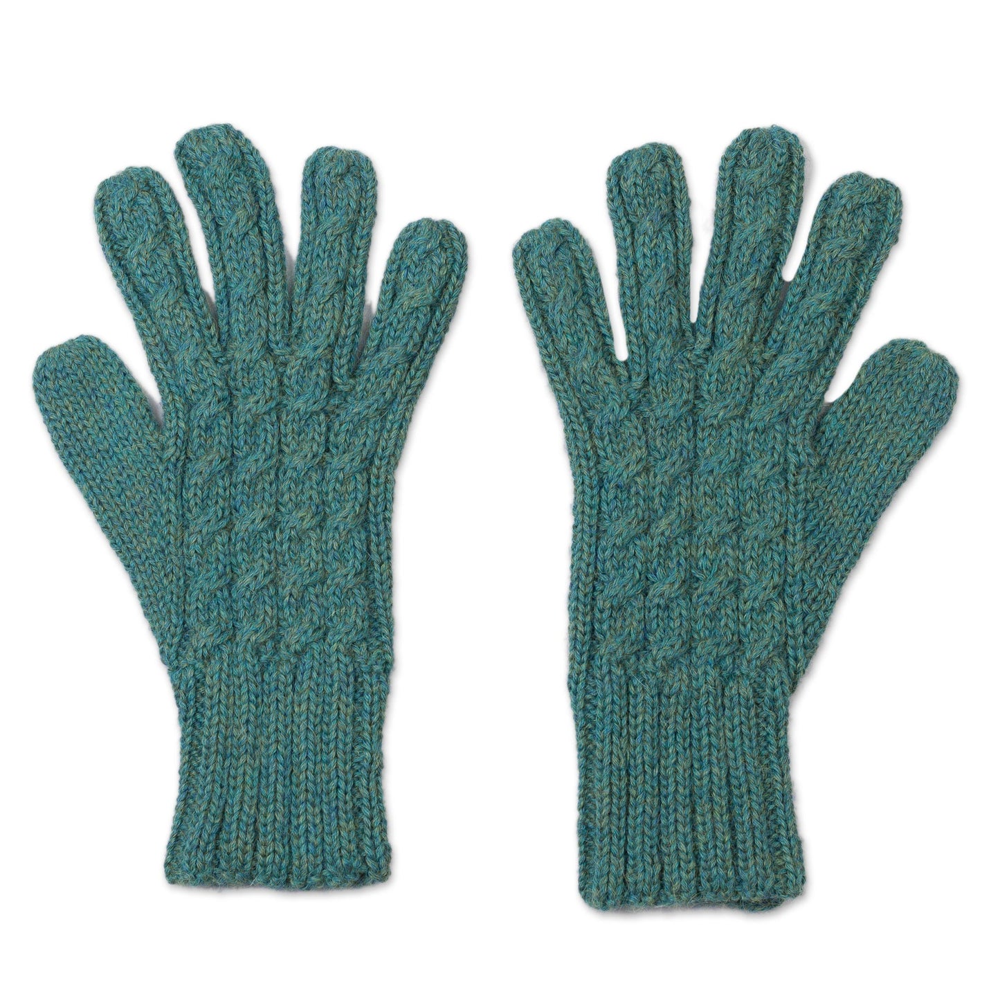 Winter Delight in Jade 100% Alpaca Gloves in Jade from Peru