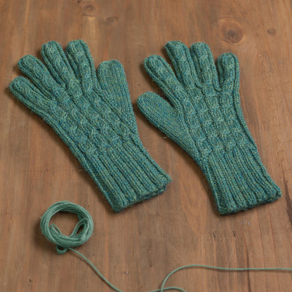 Winter Delight in Jade 100% Alpaca Gloves in Jade from Peru