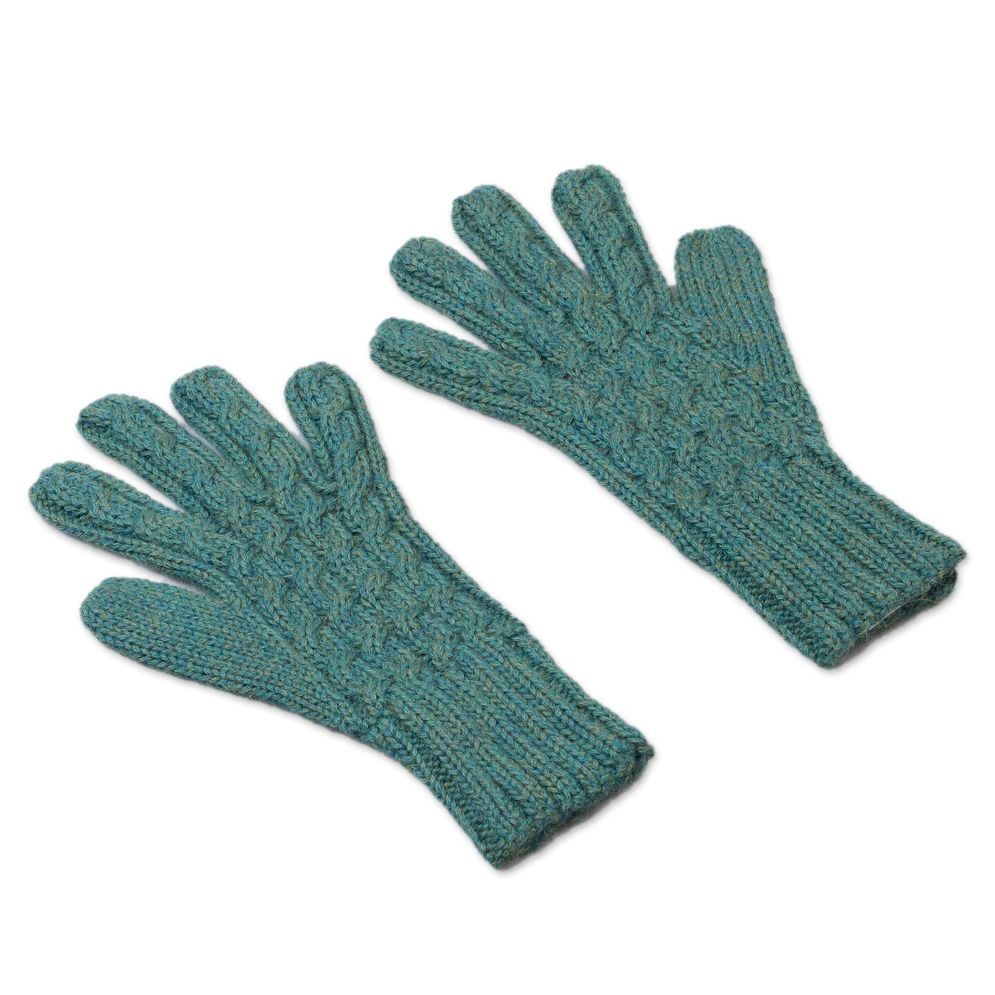 Winter Delight in Jade 100% Alpaca Gloves in Jade from Peru