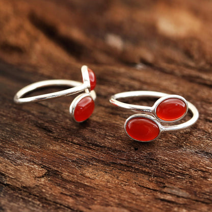 Dainty Ovals Oval Carnelian Toe Rings from india