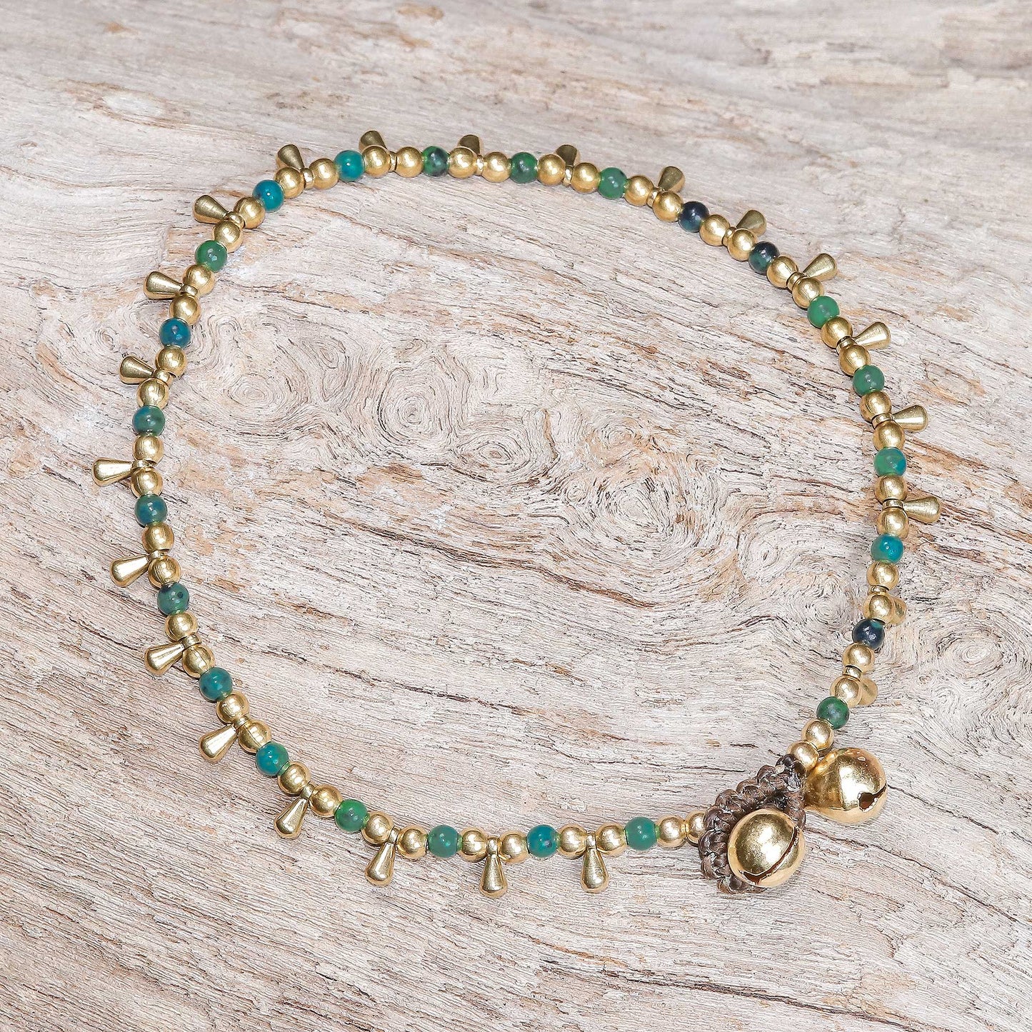Bohemian Shower Serpentine Beaded Charm Anklet from Thailand