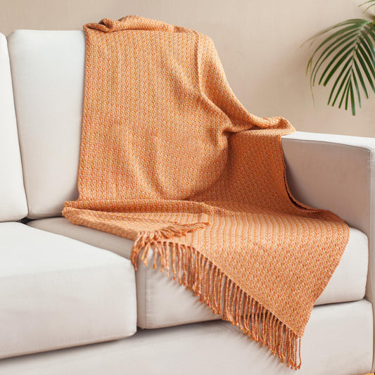 Cozy Combination in Marigold Bright Alpaca Blend Throw from Peru