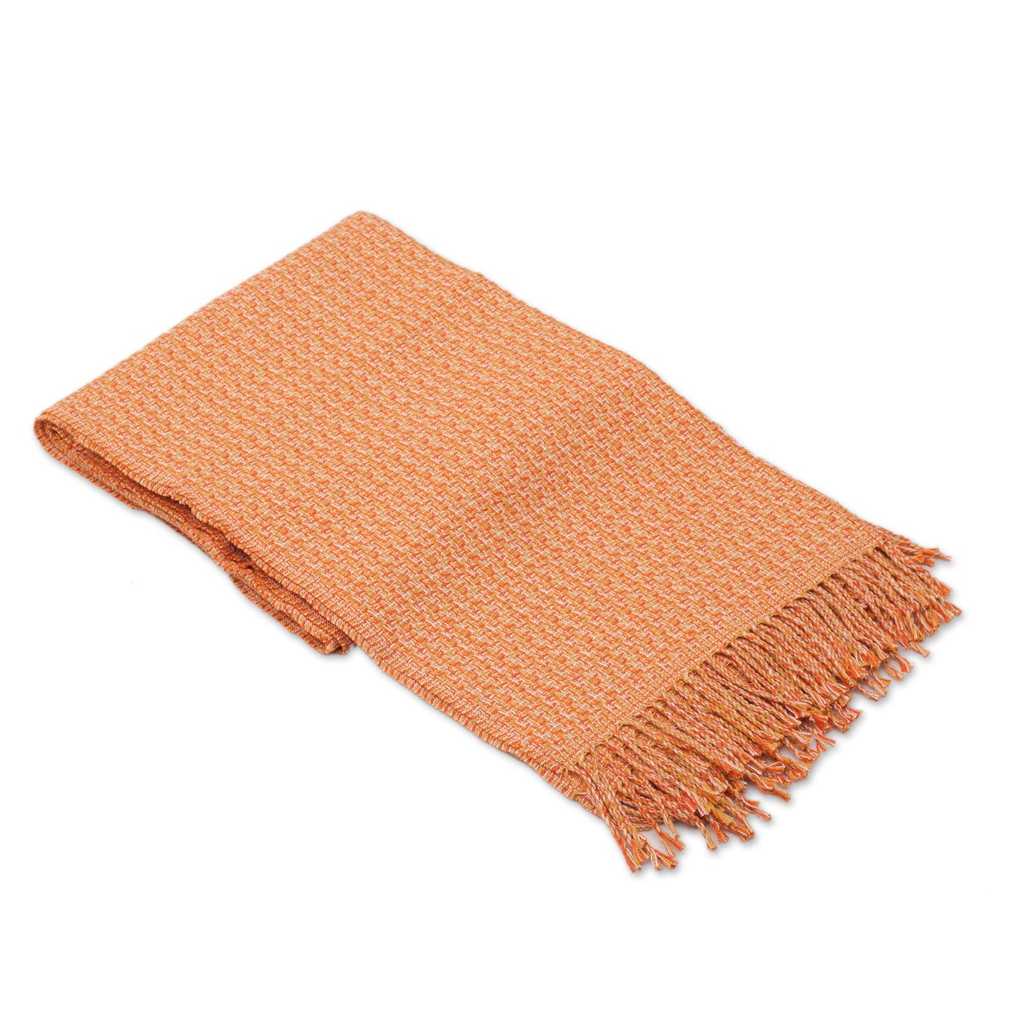 Cozy Combination in Marigold Bright Alpaca Blend Throw from Peru