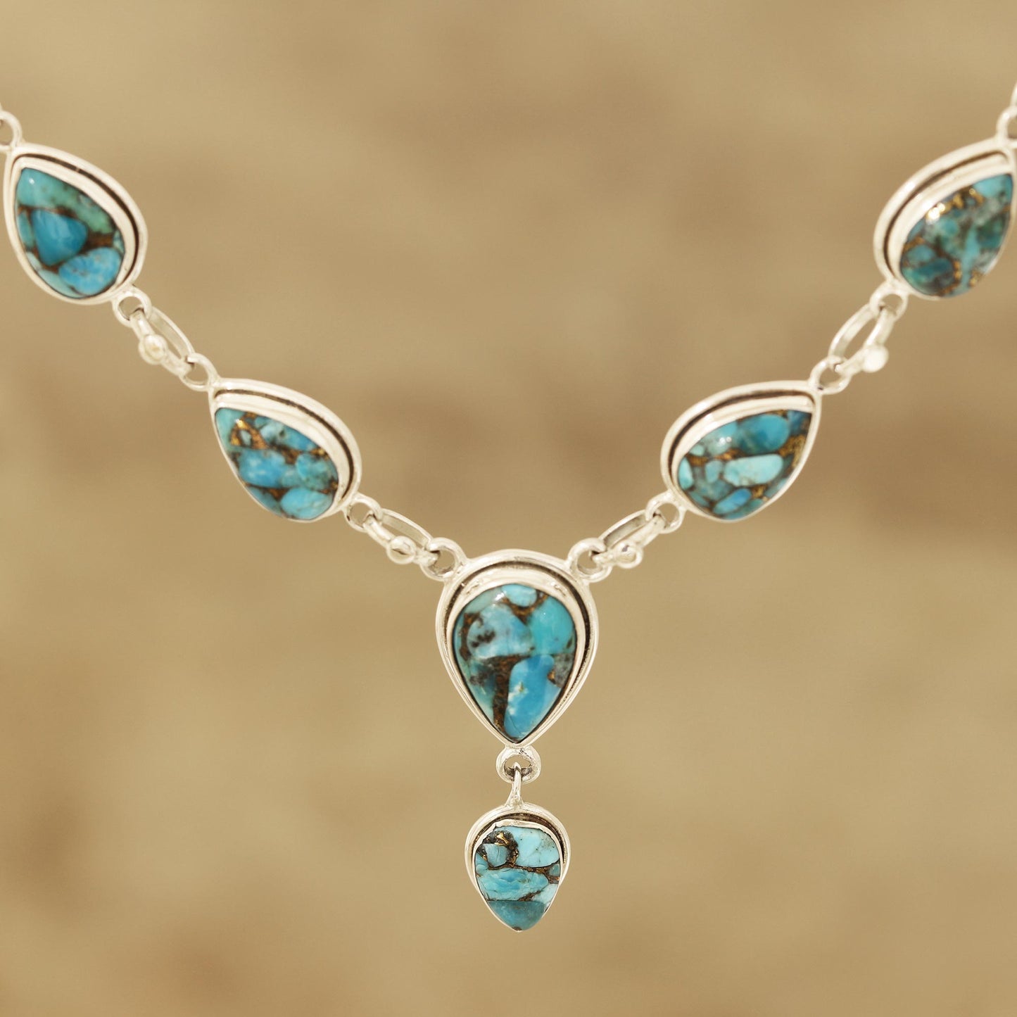 Aura of Beauty Composite Turquoise Y-Necklace from India