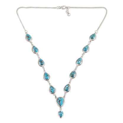 Aura of Beauty Composite Turquoise Y-Necklace from India