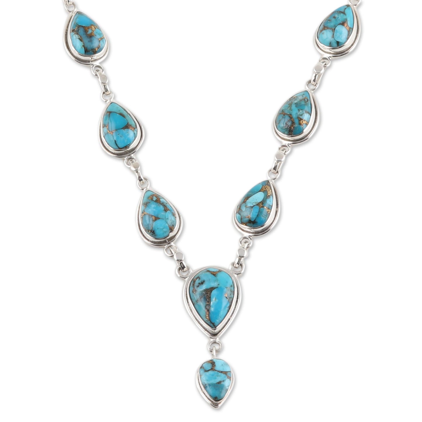 Aura of Beauty Composite Turquoise Y-Necklace from India