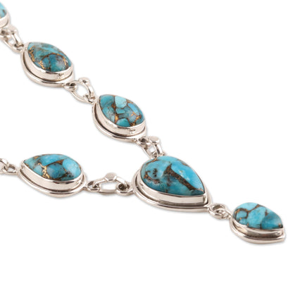 Aura of Beauty Composite Turquoise Y-Necklace from India