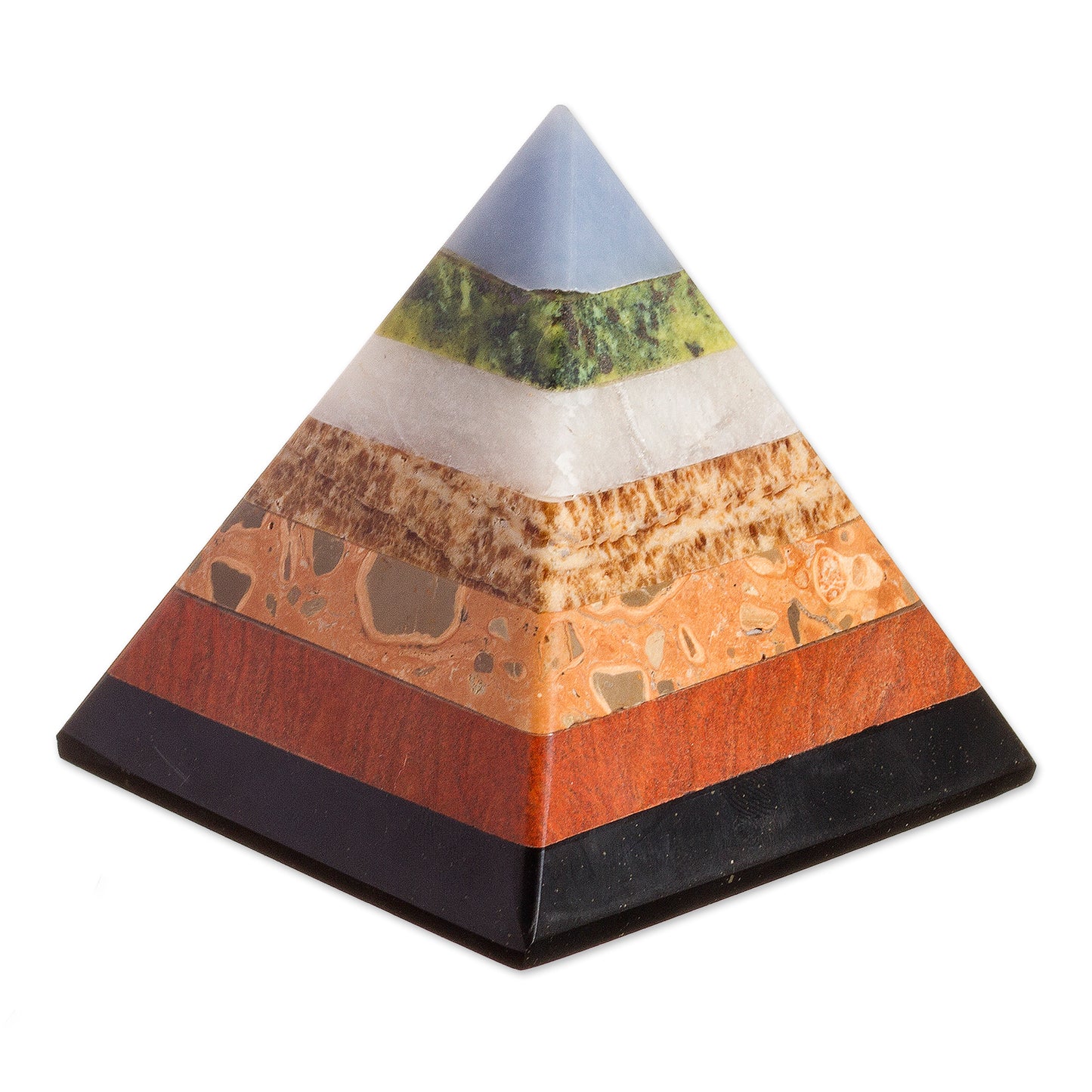 Positive Vibes Multi-Gemstone Pyramid Figurine from Peru