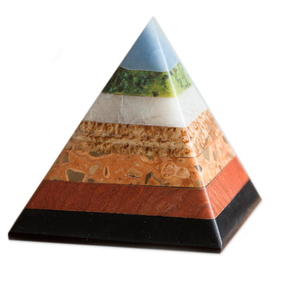 Positive Vibes Multi-Gemstone Pyramid Figurine from Peru