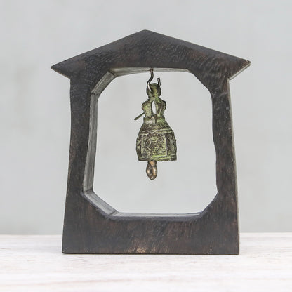 Ringing House Mango Wood and Brass Bell Crafted in Thailand