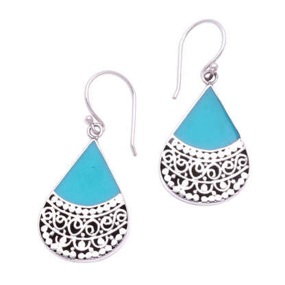 Bali Tears Teardrop Sterling Silver and Resin Dangle Earrings from Bali