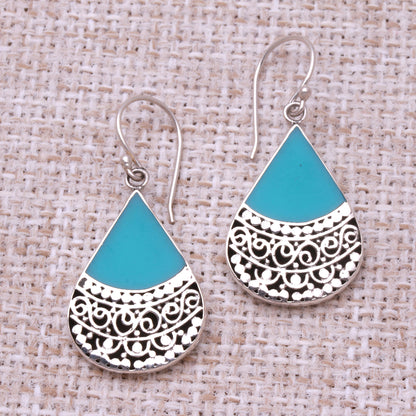 Bali Tears Teardrop Sterling Silver and Resin Dangle Earrings from Bali